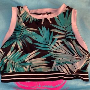 netted strapped crop top/ swimsuit